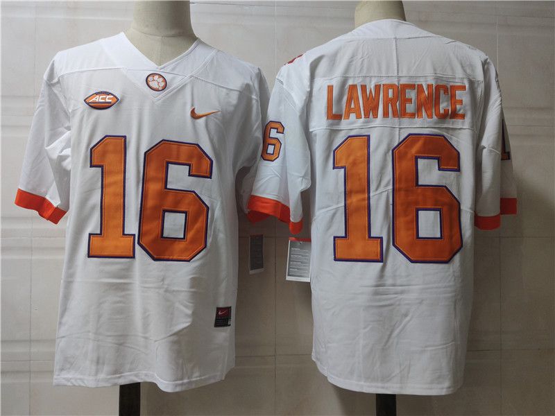 Men Clemson Tigers 16 Lawrence White Nike 2025 NCAA Jersey